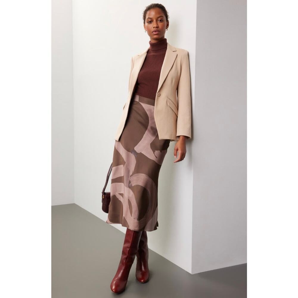Slate & Willow Abstract Satin Slip Skirt- XL - Picture 2 of 8